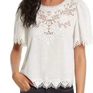 Rebecca Taylor White Eyelet Top